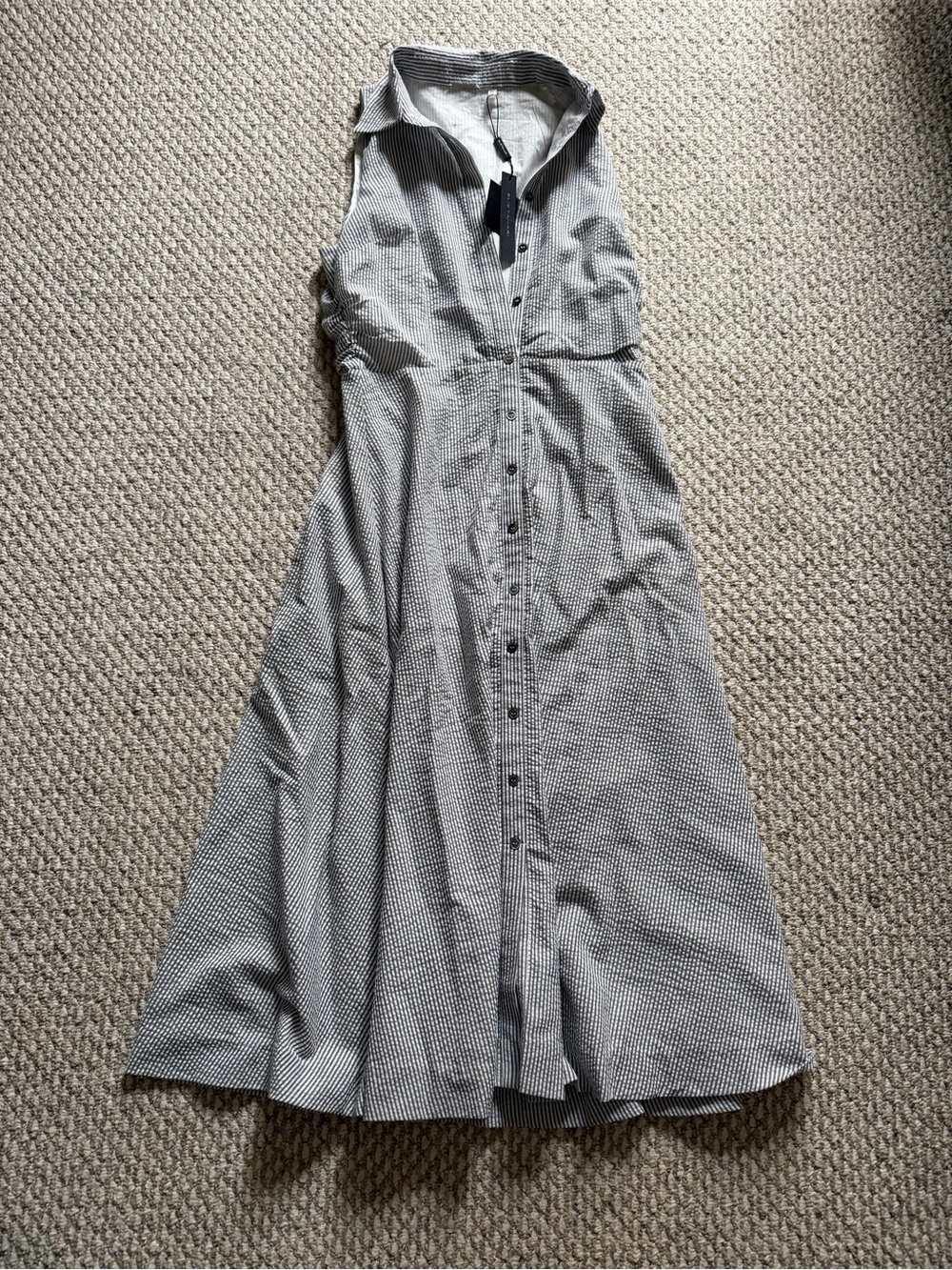 NWT ELIE TAHARI Sleeveless Button-Front Blue & White Striped Dress Size 6